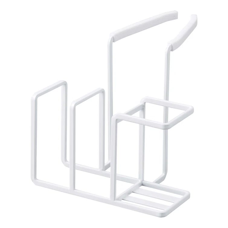 White Steel Faucet-Hanging Sponge and Brush Holder