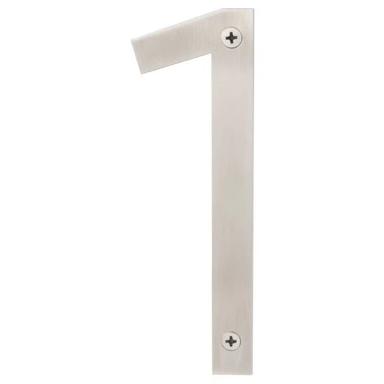 Modern Satin Stainless Steel House Number 1, 6"