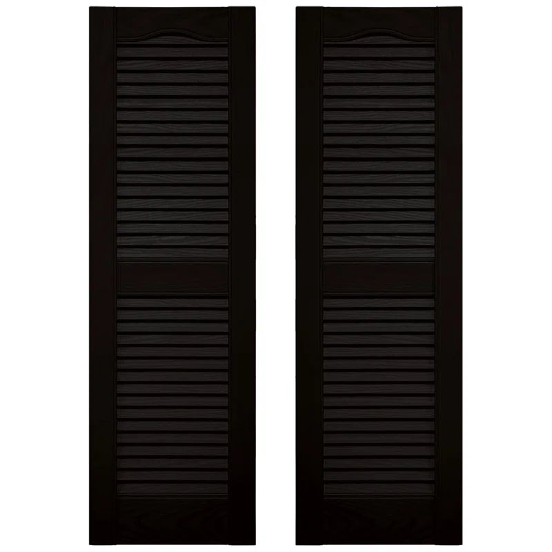 Black Vinyl Louvered Exterior Shutters, 14.5" x 43"