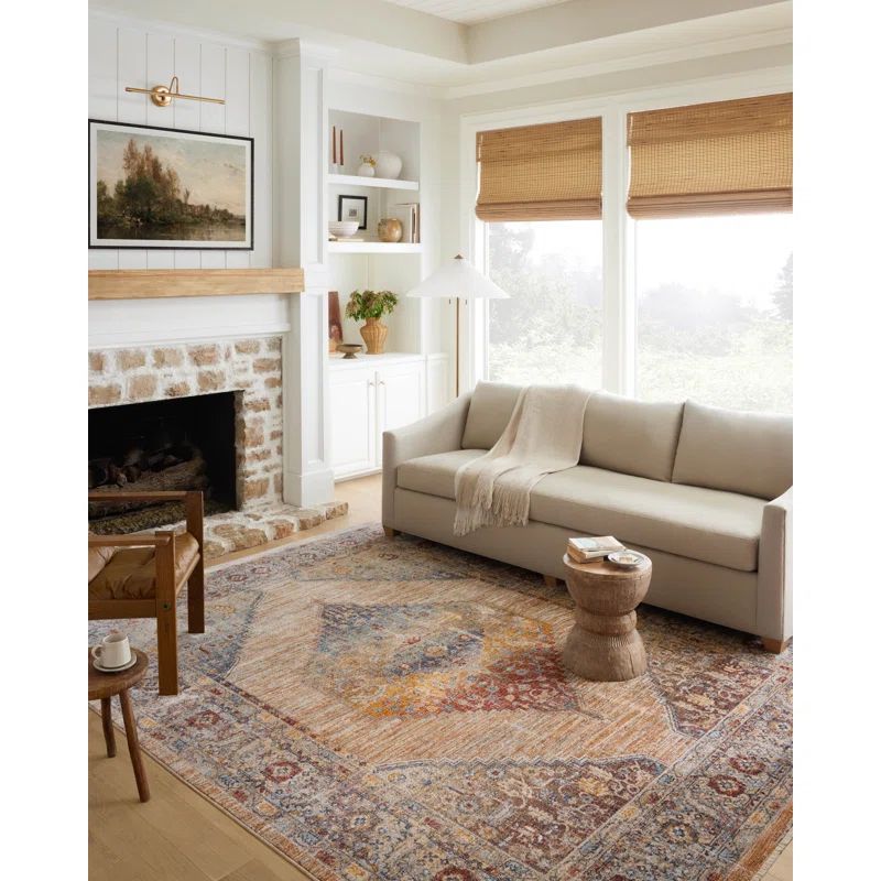 Vintage Ivory Oriental Synthetic 11'6" x 15'7" Stain-Resistant Area Rug