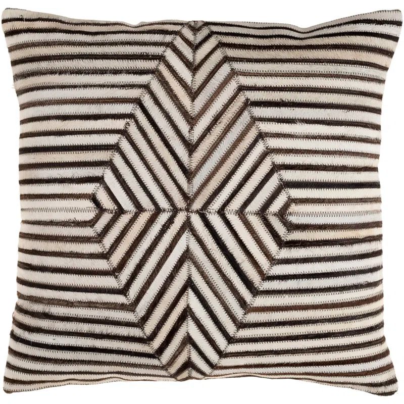 20" Black and White Cotton Striped Throw Pillow
