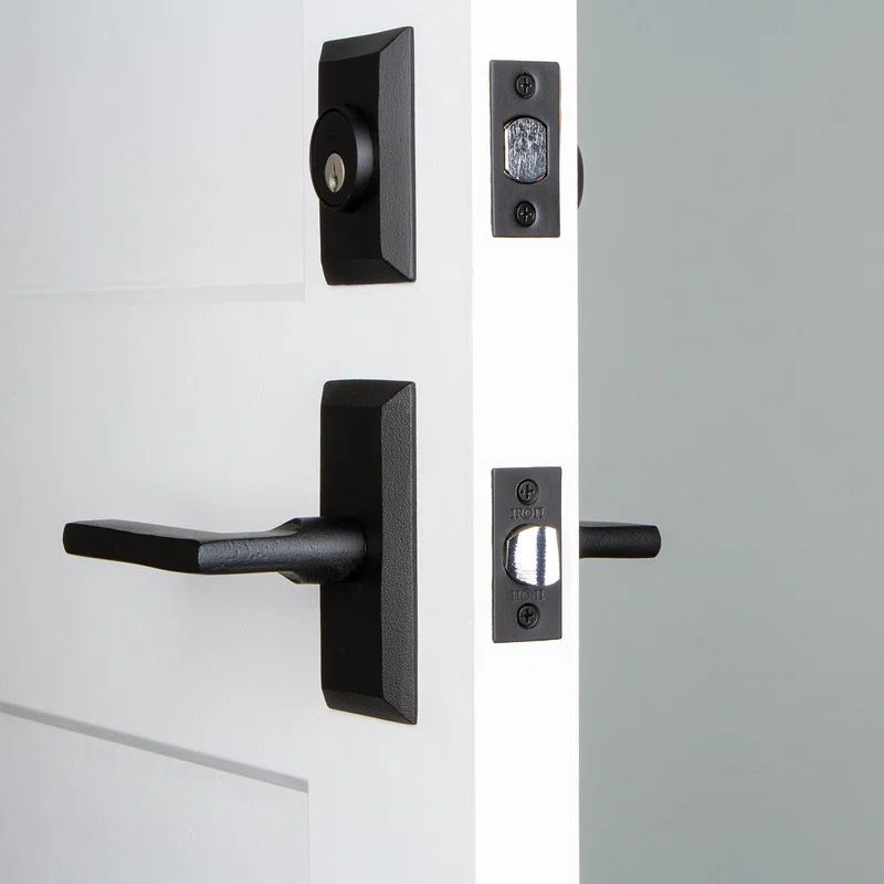 Black Iron Entry Set with Single Cylinder Deadbolt and Lever