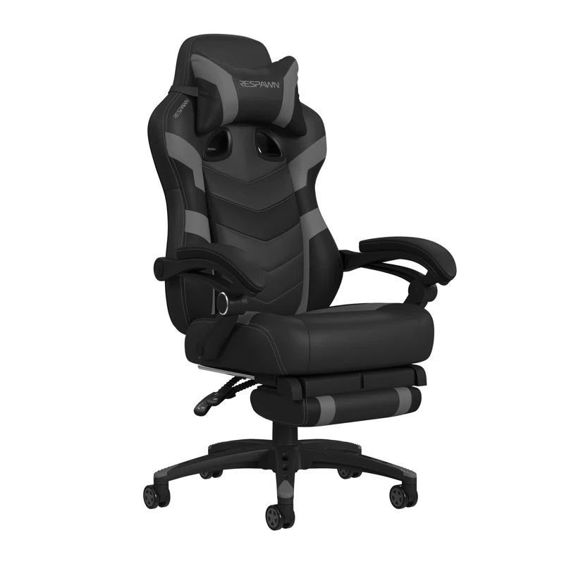Gray Ergonomic Reclining Gaming Chair with Footrest and Armrests