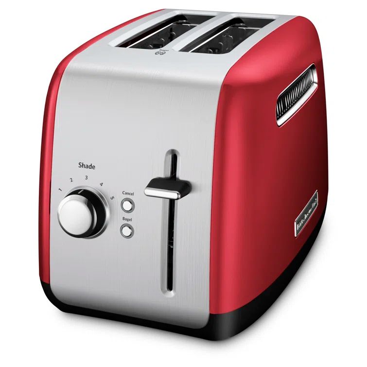 Empire Red Stainless Steel 2-Slice Toaster with Wide Slots