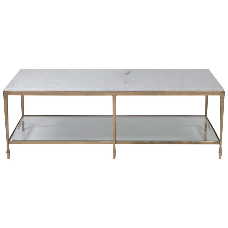 Grano de Sal Marble and Gold Leaf 54" Rectangular Cocktail Table