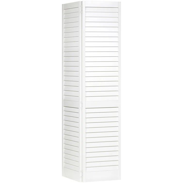 White Solid Pine Plantation Louvered Bi-Fold Door, 36" x 80"