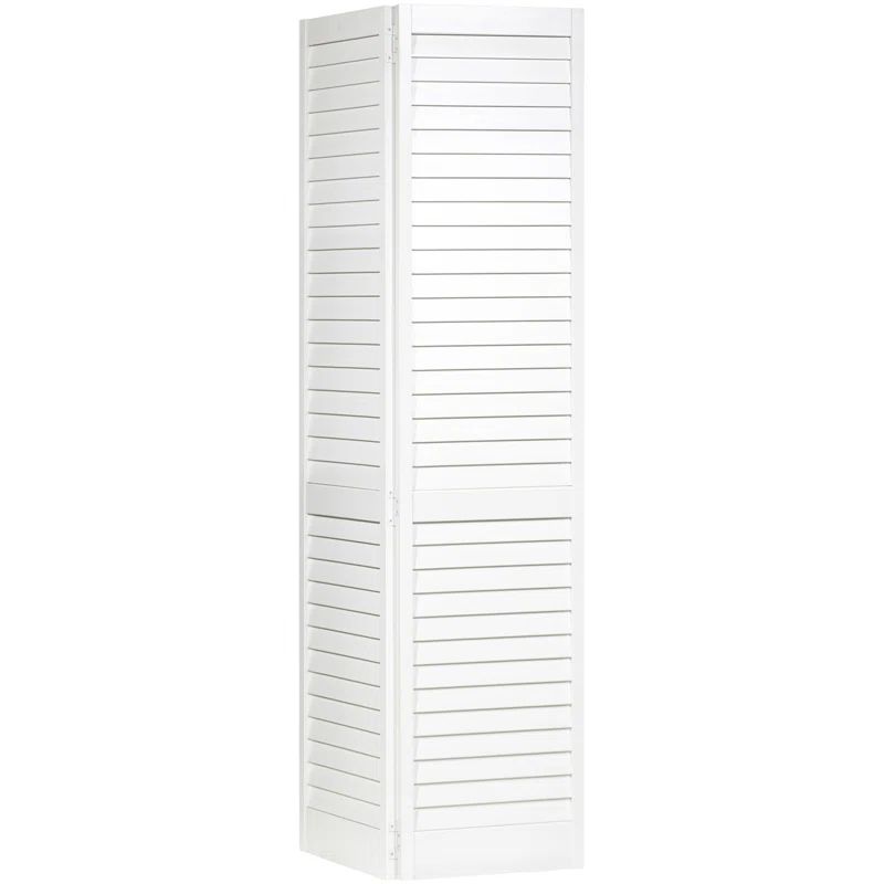 Plantation Wide Louvered Solid Pine Bi-Fold Door in Primed White