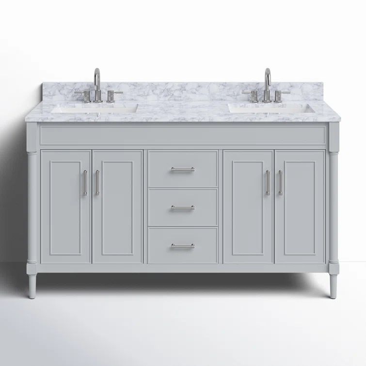 Bristol Light Gray 61'' Double Freestanding Bathroom Vanity
