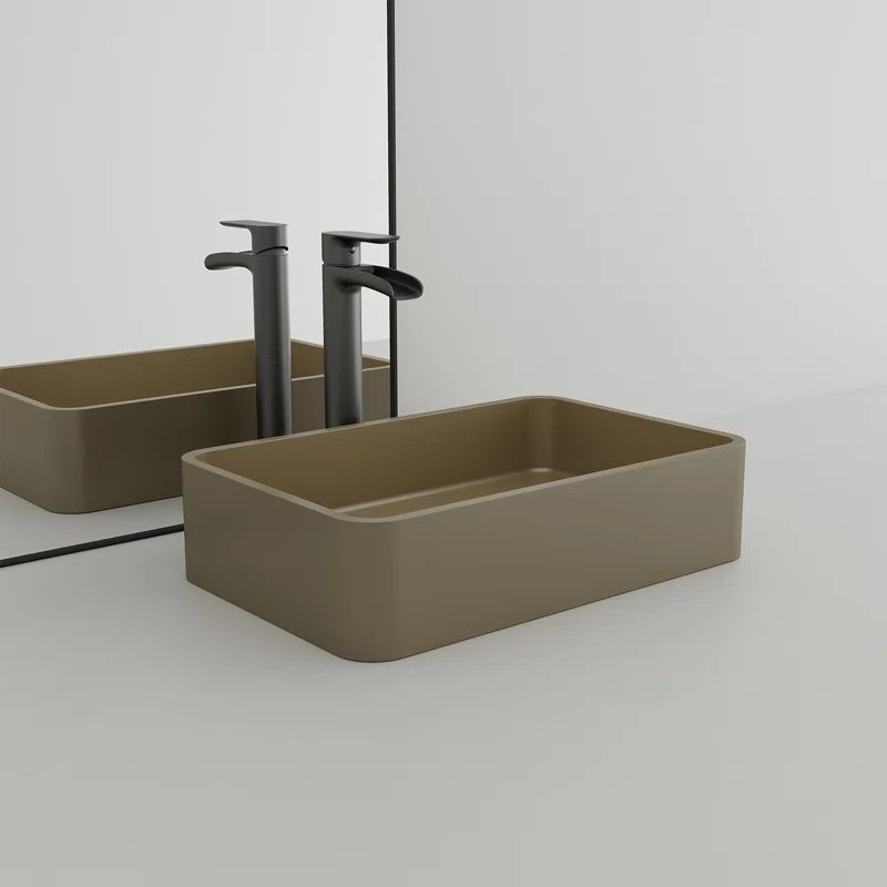 Taupe Clay Rectangular Ceramic Bathroom Sink
