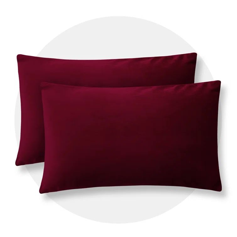 Wine Red Velvet Standard/Queen Pillow Covers Set of 2
