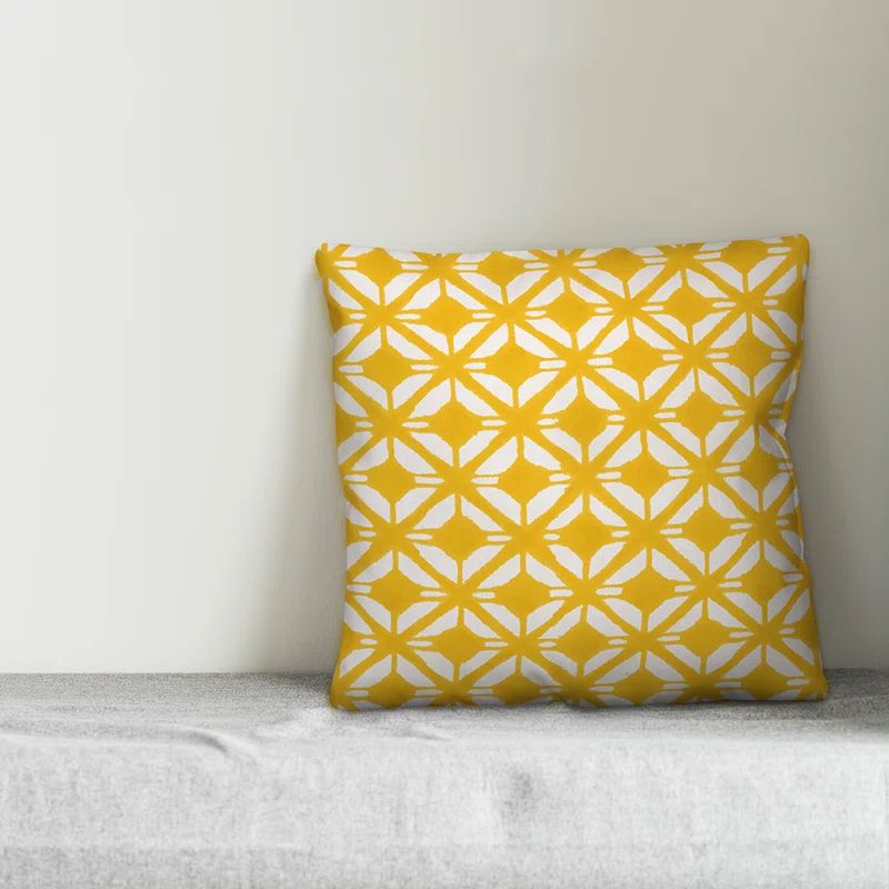 Yellow Geometric Polyester Euro Pillow Cover, 18" x 18"