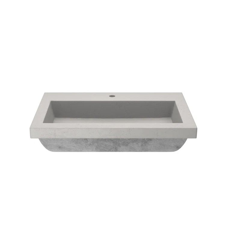 Ash Finish Rectangular Stone Trough Bathroom Sink 30" x 19"