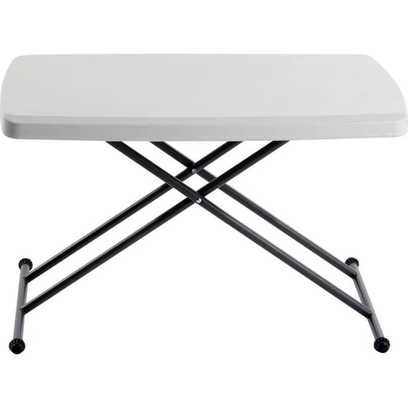 30" White and Gray Steel Rectangular Patio Table