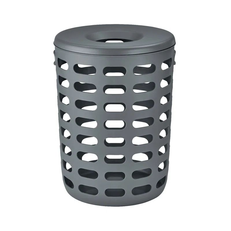 Gray Plastic Laundry Hamper with Removable Lid
