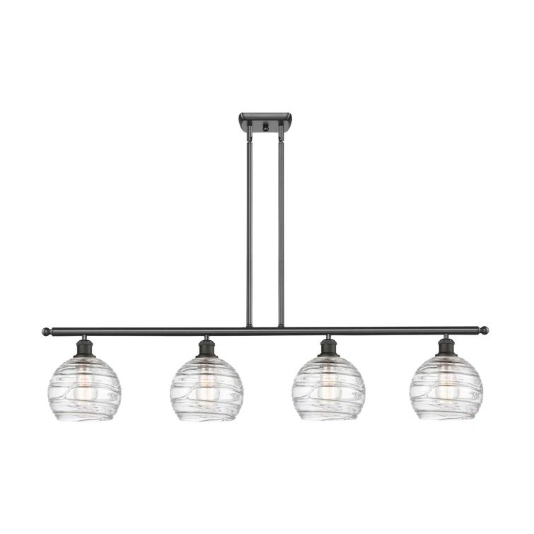 Oil Rubbed Bronze 4-Light Kitchen Island Pendant with Clear Glass Shades