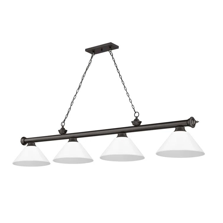 Annaleisa Traditional Bronze 4-Light Billiard Pendant with White Shades