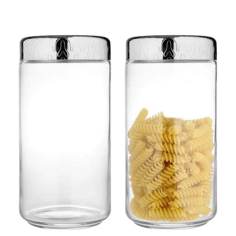 Contemporary Clear Glass Jar with Stainless Steel Lid
