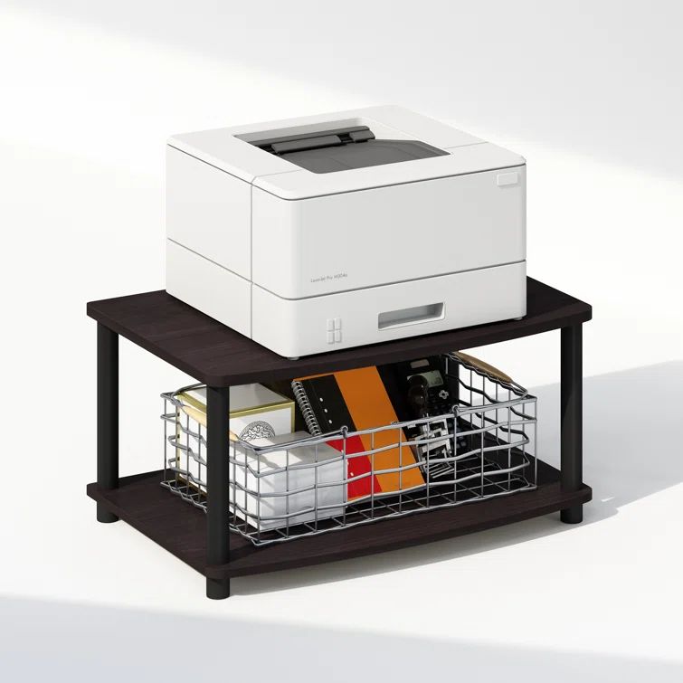 Dark Walnut 2-Tier Composite Wood Printer Stand