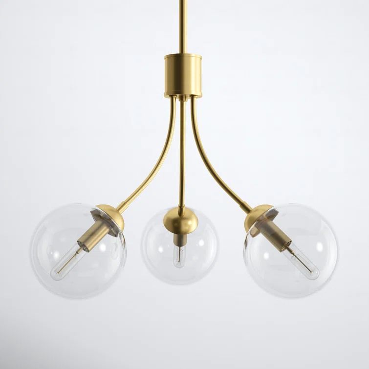 Eclipse Matte Black 3-Light Orb Chandelier with Adjustable Height