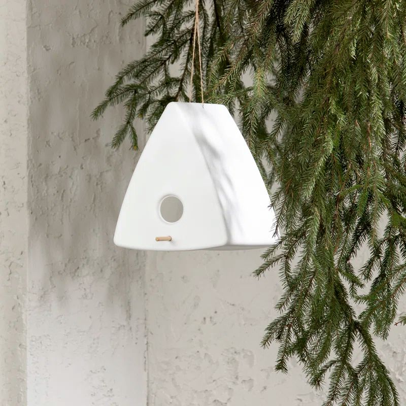 White Triangle Polyethylene Resin Birdhouse