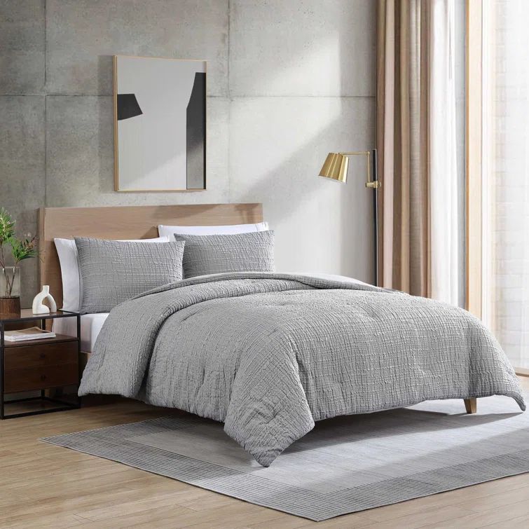Gray Organic Microfiber King Reversible Comforter Set