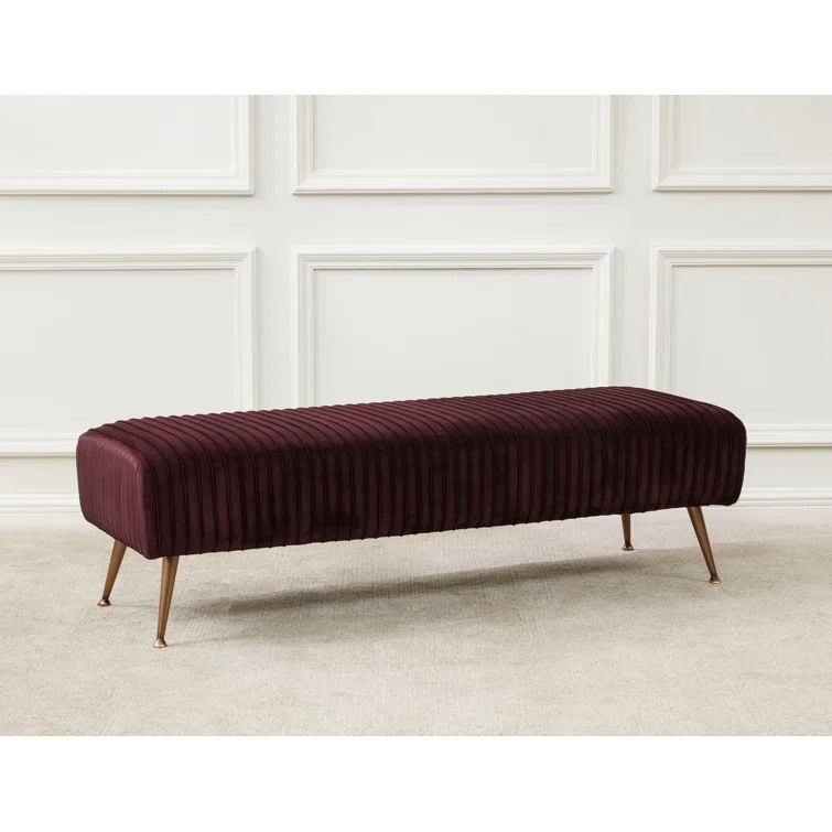Giotto Cabernet Velvet Bench with Brass Legs