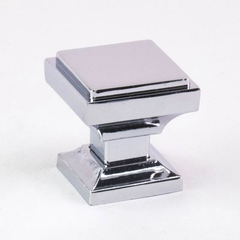 Polished Chrome Square Cabinet Knobs with Mounting Hardware - Pack of 5