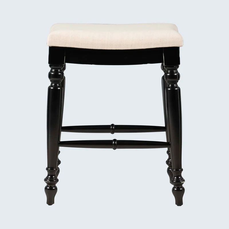 Marino 25" Black Wood Elegant Backless Counter Stool