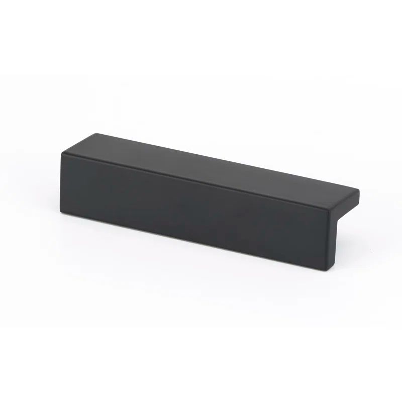 Modern Black Recessed Brass Finger Pull with Mounting Hardware