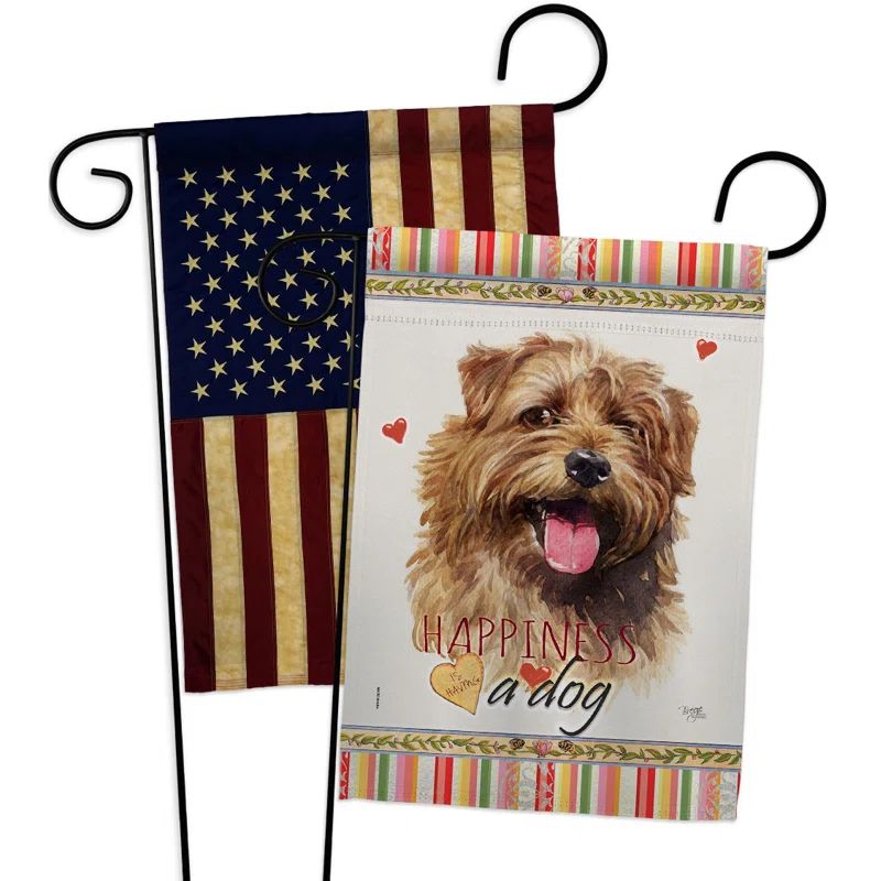 Multicolor Norfolk Terrier Happiness Garden Flag, 13 x 18.5 inches