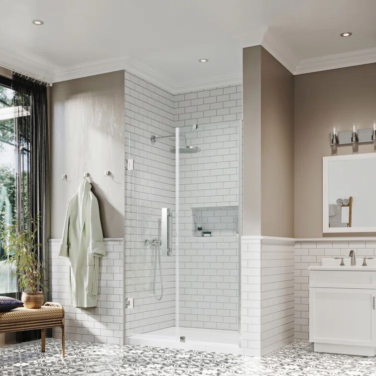 Tampa-Pro 60'' W x 72'' H Frameless Oil Rubbed Bronze Shower Kit