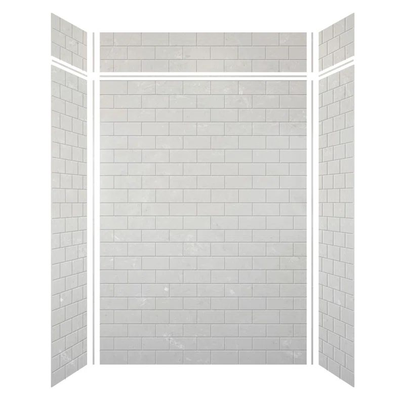 Lunar Gray 60'' x 96'' Solid Surface Subway Tile Shower Wall Kit