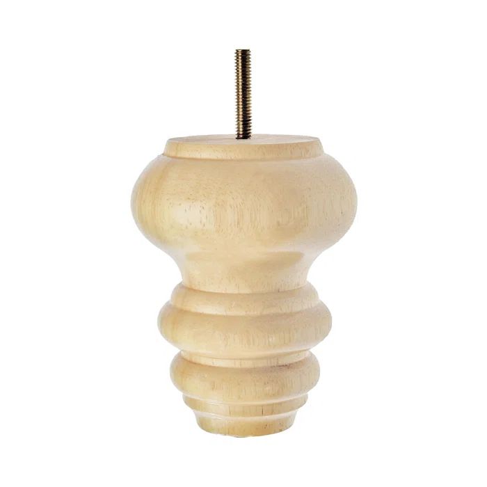 Unfinished Solid Hardwood Round Bun Foot Sofa Leg