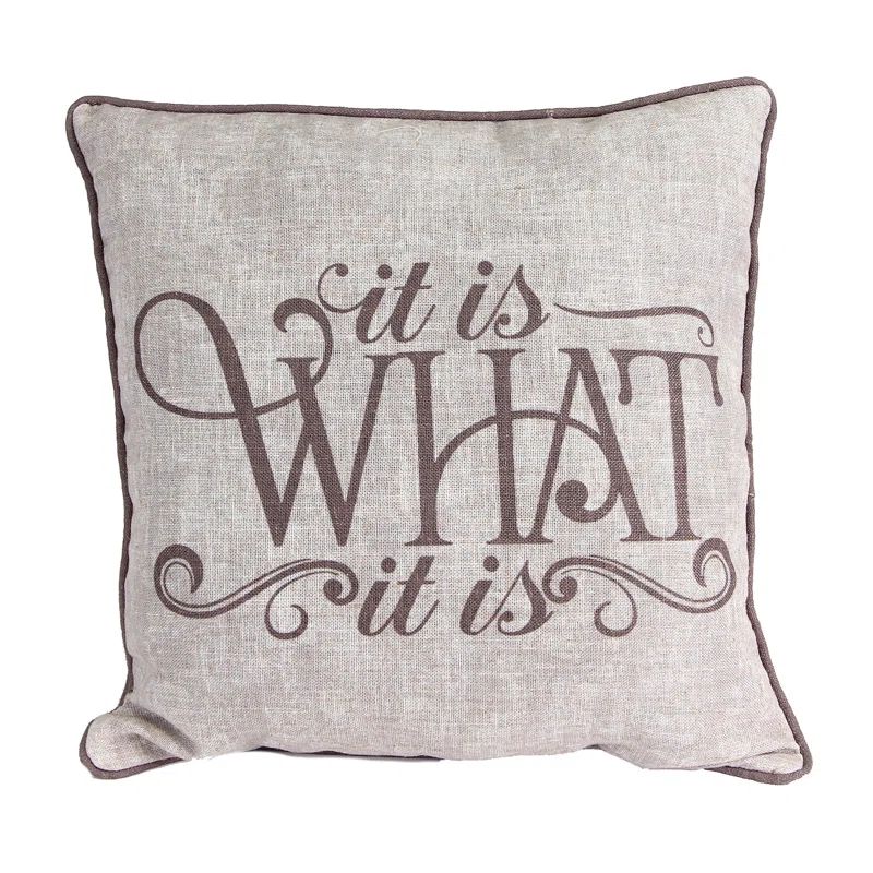 Dark Taupe Polyester-Linen Reversible Square Throw Pillow