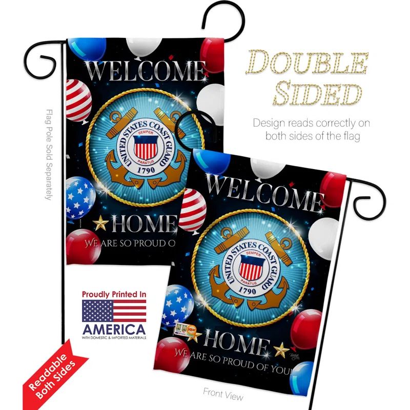 Welcome Home Coast Guard Patriotic Multicolor Garden Flag