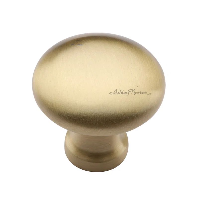Brushed Brass Round Mushroom Cabinet Knob with Mounting Hardware