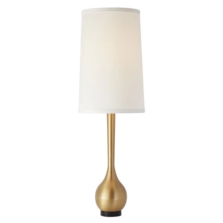 Elegant Light Bronze Bulb Vase Table Lamp with Silk Shade