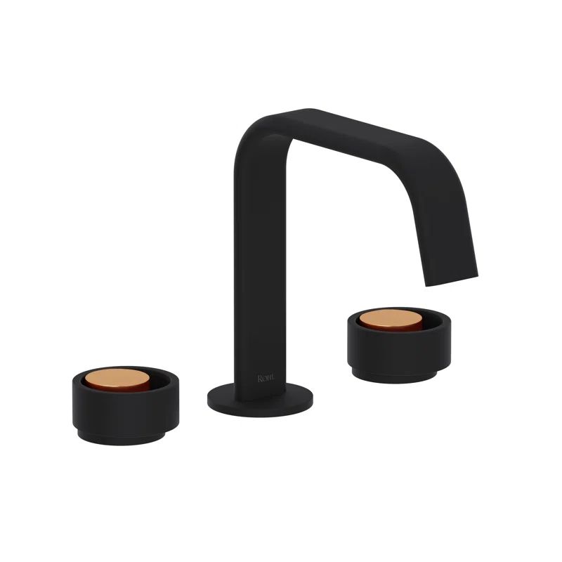 Eclissi Modern Matte Black and Satin Gold Wall-Mounted Faucet