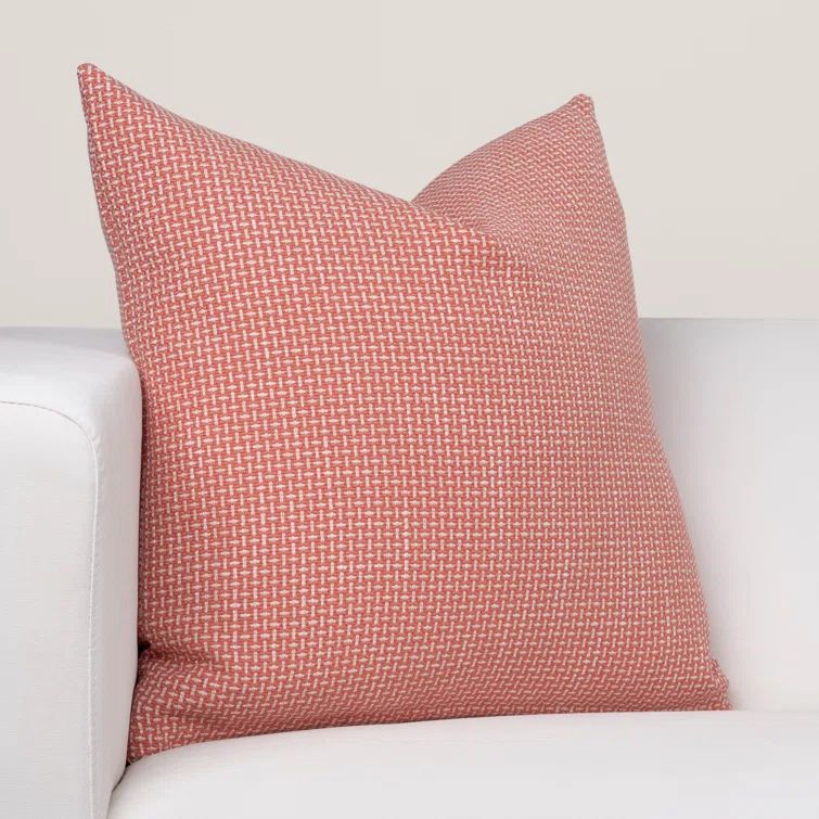 Coral and Cream Chunky Basket Weave Square Throw Pillow - 22"