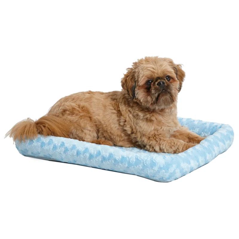 Small Powder Blue Polyester Bolster Pet Bed