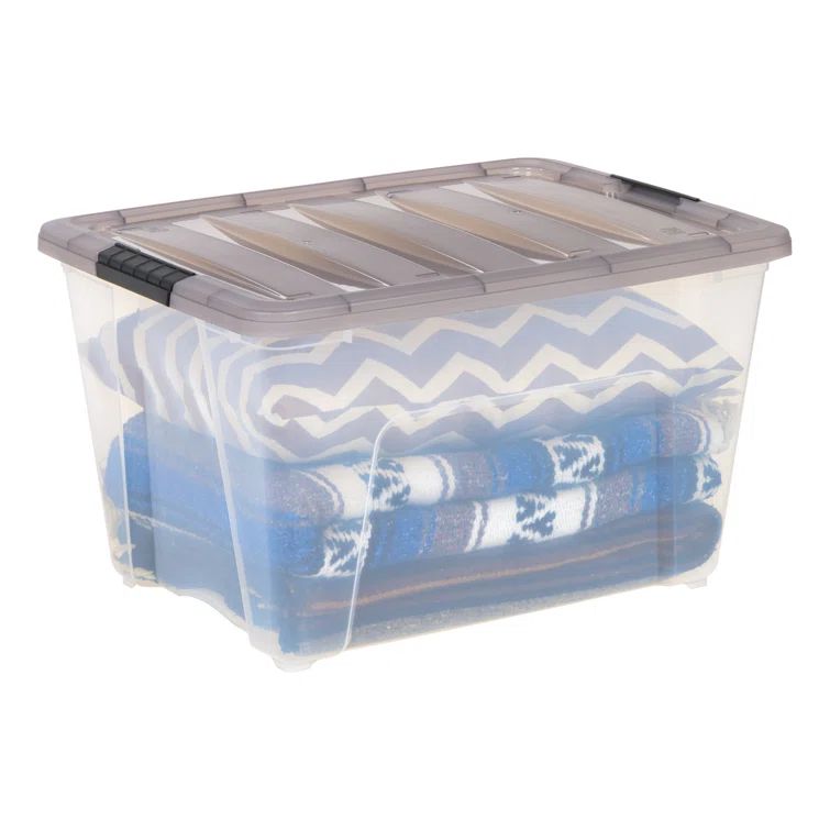 53 Qt Clear Stackable Plastic Storage Bin with Lid