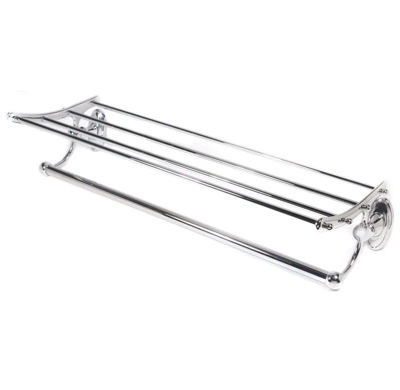 Polished Chrome Wall Mounted Towel Rack with Shelf