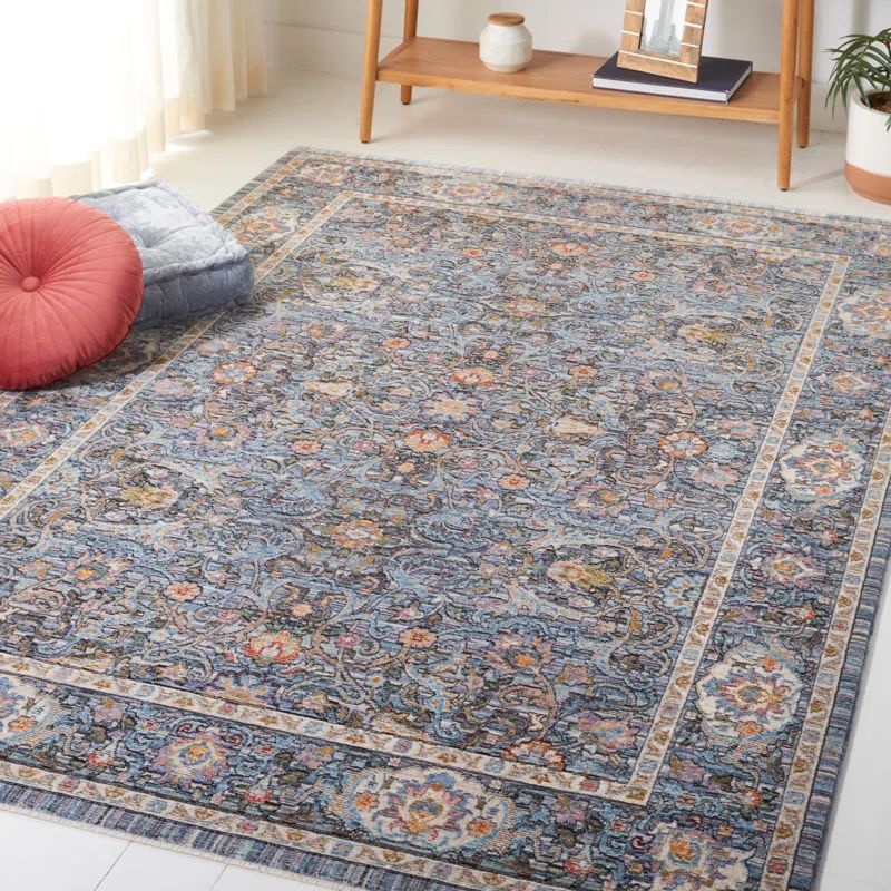 Blue and Ivory Hand-Knotted Stain-Resistant 6' x 9' Area Rug