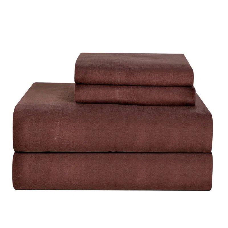 Twin Coffee Bean Cotton Flannel Sheet Set