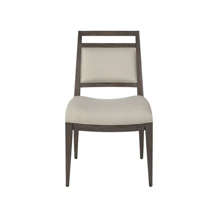 Antico Dark Brown Linen Upholstered Side Chair with Wood Frame