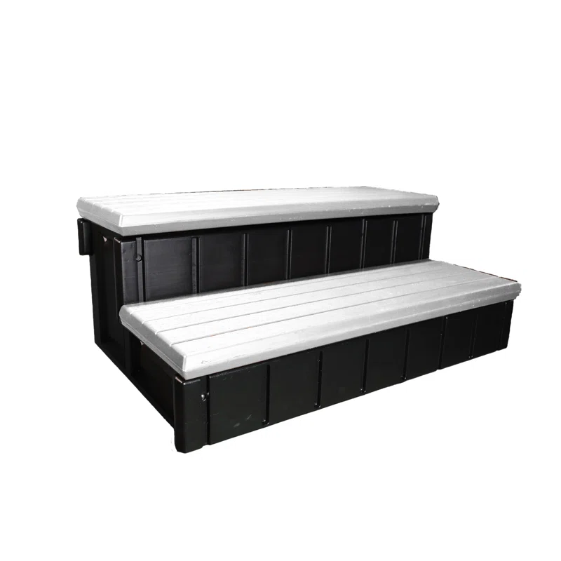 Gray and Black Resin Spa Storage Step with 300lb Capacity
