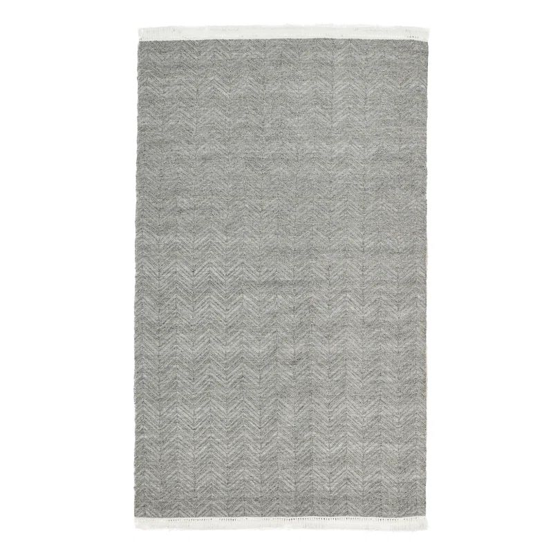 Stone Gray Reversible Herringbone 24"x36" Synthetic Rug