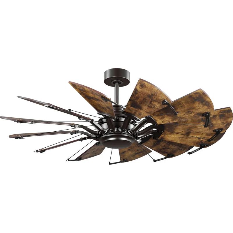 52-Inch Architectural Bronze Farmhouse Windmill Ceiling Fan with Remote