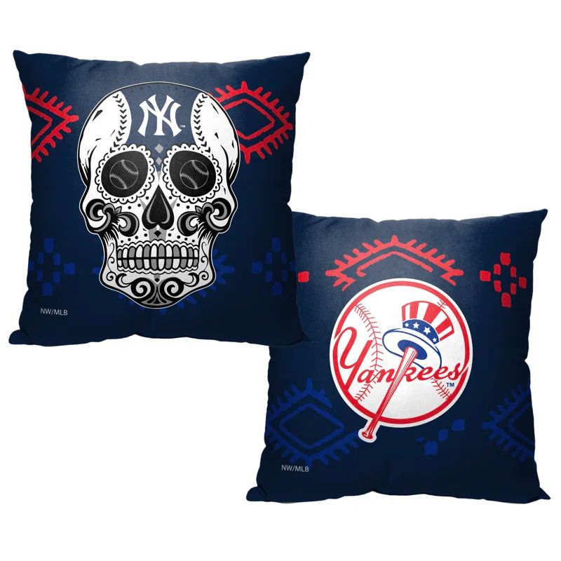 Philadelphia Phillies Red Candy Skull 16" Square Throw Pillow