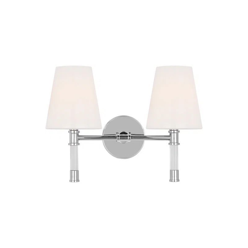 Polished Nickel 2-Light Vanity Light with Milk Glass Shades